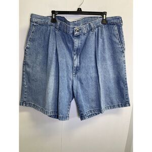 Wrangler hero shorts men's 44X8 blue denim Comfort‎ waist pleated retro preppy